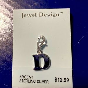 NWT Jewel Design sterling silver “D” charm for bracelets or necklaces